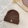 Chapéu de Tricô Tendência Estilo Coreano com Bordado de Raposa Feminino Outono e Inverno Versátil Proteção de Orelhas Cabeça Grande Chapéu de Lã Masculino Tendência
