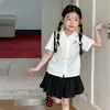 Camisa con Cuello Estilo Academia para Niñas Aimo Beibei, Suave y Linda con Lazo 3D y Diseño de Gato Blusa