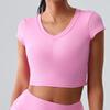 Top Esportivo Elástico de Manga Curta Slim-fit Nuvem de Verão Europeu e Americano Short Fitness Roupas de Yoga Fitness para Mulheres
