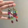 Pendientes Bohemios Étnicos de Conchas de Colores con Borlas Pendientes Largos Retro Pendientes de Estilo Vacacional para Mujer