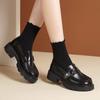 Zapatos Negros de Cuero Suave para Mujer Estilo Nuevo Primavera y Otoño 2025 Zapatos Pequeños de Cuero de Suela Blanda Versátiles y Cómodos Zapatos Planos de Suela Blanda para el Trabajo