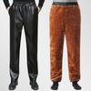 Capa de Chuva para Ciclismo Roupa Anti-tempestade Couro Calça de Couro Masculina com Forro de Lã Espessada Solta Macacão para Pilotagem de Motocicleta Calça de Couro