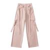 Estilo Americano Nuevo Otoño Peto Suelto Cinta Bolsillo Grande Combinable Casual Recto Pierna Ancha Pantalones Trendy de Mujer