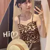 Camisole Térmica Cruzada Espessa Estampa de Leopardo Picante Outono Inverno Sem Aro Decote V Emagrecedora Tamanho Grande Roupa Íntima Térmica para Mulheres
