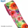 Fita Floral Vibrante com Tecido Imitação de Linho, Fita com Borda de Arame, Embalagem de Caixa de Presente, Laço para Guirlanda, Fita Artesanal