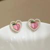 Aretes de Corazón de Perla Melocotón Rosa 2023 para Mujer, Diseño Nicho, Aretes de Fruta Dulce, Estilo Floral Elegante