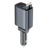 Cargador de coche digital para coche nuevo transfronterizo con doble línea telescópica cuatro en uno cargador de coche de alta potencia de 105 W línea PPS45W