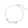 Pulsera de plata de ley S925 con siete estrellas de la suerte y piedra lunar, elegante y sencilla, pulsera personalizada que combina con todo para mujer