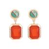 Pendientes pequeños elegantes de estilo Chanel, cuadrados, estilo retro francés, con diamantes de aleación geométricos, estilo europeo y americano para mujer.
