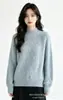 Suéter de punto trenzado de cuello medio alto nuevo estilo coreano para otoño e invierno para mujer, corte holgado, color liso, top interior de estilo casual y relajado
