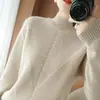 Suéter de cuello alto de longitud media para mujer Otoño e Invierno 2025 Vestido suéter de lana Nuevo vestido de punto engrosado