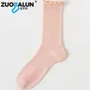 Calcetines de Seda Holgados para Mujer, Estilo Delgado de Verano, Borde Fruncido, Calcetines de Media Pantorrilla, Malla Transpirable, Color Sólido, Estilo Ballet, Al por Mayor