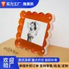 Marco de Fotos Acrílico Personalizado con Ondulaciones Transparentes en Forma de Abanico, Marco de Exhibición de Arte para Fotos Familiares de Mesa de 6 Pulgadas