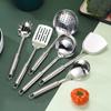 Juego de Utensilios de Cocina de Acero Inoxidable Brillante Doble Punta de Siete Piezas, Espátula Engrosada No Magnética de 1.0 mm, Cuchara Sopera de Acero Inoxidable, Rastrillo para Harina al por Mayor