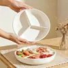 Prato portionado de três compartimentos, prato redondo de plástico para micro-ondas, prato dividido multifuncional para uso doméstico, adequado para frutas e lanches
