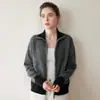 Nuevo cárdigan de cachemira para mujer Otoño e Invierno Chaqueta suéter con solapa Suéter de punto grueso de cuello alto Holgado Top versátil