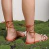 Sandalias de Tiras para Comercio Transfronterizo para Mujer Verano 2024 Nuevo Pedrería Planas Talla Grande Casual Playa Romanas Mujer