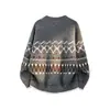 Suéter de punto jacquard Fair Isle para hombre, pareja, cárdigan chaqueta de cuello redondo, estilo retro old money, venta al por mayor de fábrica transfronteriza