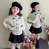 Suéter con Lazo Estilo Coreano para Niñas, Nueva Moda de Otoño Chaqueta de Punto para Niños, Conjunto para Niña Pequeña, Ropa de Otoño
