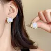 Nuevos Pendientes Redondos de Zirconia con Aguja de Plata de Principios de Primavera Pendientes Pequeños Dulces y Exquisitos Pendientes de Lujo Ligero de Alta Gama Accesorios para la Cabeza Mujer