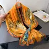 Lenço de Seda Grande Longo Estampado de Flores de Peônia Corte Primavera e Verão Xale de Viagem de Alta Qualidade Lenço Feminino Turban Protetor Solar