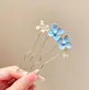 Pente de Cabelo Ondulado Flor de Pérola Estilo Floresta de Alto Padrão, Grampo de Cabelo Simples e Versátil de Quatro Dentes, Acessório de Cabelo Presilha Estilo Antigo