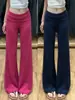 Calça pantalona rosa choque de cintura alta para mulheres, novo modelo outono 2026, calça de tricô com efeito de caimento que afina a silhueta, calça esportiva