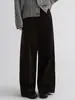 Calça Casual de Veludo Cotelê de Corte Reto para Mulheres, Outono e Inverno 2025 Novo Estilo Retrô, Barra Dobrada, Cintura Alta, Calça Larga Solta, Transfronteiriça