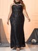 Vestido de Moda Europea y Americana para Mujer, Nuevo Modelo de Comercio Exterior, Amazon Sexy Elegante Encaje Negro Sin Mangas Ajustado Venta al por Mayor