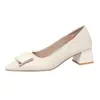 Zapatos de Mujer con Punta Cuadrada, Hebilla Cuadrada y Tacón Grueso, Otoño 2026 Nuevo, Tacón Medio, Elegantes, Profesionales para el Trabajo, Tacones Altos Negros para Mujer
