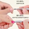Herramienta grande de acero para quitar uñas, de manicura, de acero inoxidable, de doble cabeza, puntiaguda y curva, con gancho para limpiar y pelar las uñas.