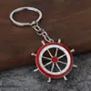 Venta Caliente Transfronteriza Joyería Estilo Europeo Americano Coreano Estilo Marino Combinación de Ancla y Timón Llavero Colgante Azul y Blanco