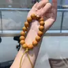 Pulsera de cuentas redondas Hericium erinaceus para hombres y mujeres, cuenta ligera, tallado antiguo, semilla original, placa de cuero original, para jugar alrededor del dedo, suave, placa de cuentas de Buda, pulsera para jugar