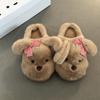 Piao Hong Design Adorables Pantuflas Peludas con Lazo de Perrito para Otoño e Invierno, Adorables Pantuflas de Algodón Cerradas con Suela Gruesa de Peluche