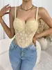 Fornecimento para o Comércio Exterior: Camisola de Renda Folha de Bordo, Top Respirável e Sexy Justo para Usar por Cima, Corset Espinha de Peixe para Festa