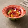 Plato de Sombrero de Paja con Sandía Pintado a Mano de Fábrica Color Bajo Esmalte Plato de Cerámica Plato Doméstico para Verduras Plato Hondo Restaurante Plato de Ensalada de Alto Valor