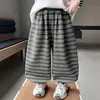 Calça esportiva masculina, coleção primavera/outono, novo estilo 2026, calça casual moderna e folgada para crianças, calça listrada para bebês, coleção de outono