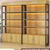 Armário Vitrine de Prateleiras Aço Madeira Estante de Armazenamento Ajustável Estante de Exposição de Chão Simples Supermercado Multicamadas Armazenamento Armário de Armazenamento