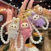 Chaveiro Tendência Transfronteiriço Dupla Face com Strass Corrente de Pérola Artesanal Criativa DIY Pingente para Decoração de Interior de Carro