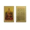 El Fabricante Tiene Suministro en Stock de Tarjetas Doradas Protectoras de Material de Aleación con Representaciones de Weituo, Guanyin, Moliqitian y el Bodhisattva Rey Mingwang Pavo Real