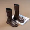Botas Altas de Moda para Niñas Otoño/Invierno 2026, Botas de Cuero para Niños Mayores, Botas de Princesa de Cuero Suave con Lazo para Niños