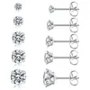 Brincos de aço inoxidável transfronteiriços zircônia diamante brincos de 4 garras clássicos Amazon temu venda quente