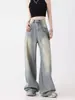 Nuevos Jeans Rectos Vintage para Mujer Primavera/Verano 2025, Diseño Holgado de Tiro Alto Estilo Americano, Pantalones de Pierna Ancha Largos