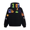 Sudadera con capucha de punto de estilo americano, bordado de letras de colores, para hombre y mujer, nueva tendencia de chaqueta versátil casual holgada de primavera