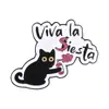 Broche de Gato de Dibujos Animados Español Gato Negro Durmiendo Gato Atigrado Enojado Gato Blanco Lema Español Insignia Decorativa Linda de Metal