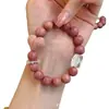Pulseira Original de Pau-sangue Combinada com Cristal Branco Piezoelétrico, Popular no Xiaohongshu