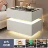 Mesita de noche inteligente de madera maciza, mesita de noche minimalista moderna, estilo dormitorio crema, mueble de almacenamiento multifuncional para el hogar de lujo ligero