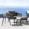 Sofá de Exterior Pátio Externo Jardim Varanda Ar Livre Lazer Sofá de Rattan Combinação de Mesa de Centro Proteção Solar à Prova d'Água B&B