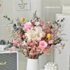 Ramo de Flores Secas Hojas de Eucalipto Rosa Eterna Flor Real Hortensia Hierba de Cristal Decoración del Hogar Adorno para Dormitorio Gypsophila