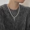 Collar con lazo y perlas de dulce temperamento que conserva el color, cadena para suéter de otoño e invierno para mujer, nuevo